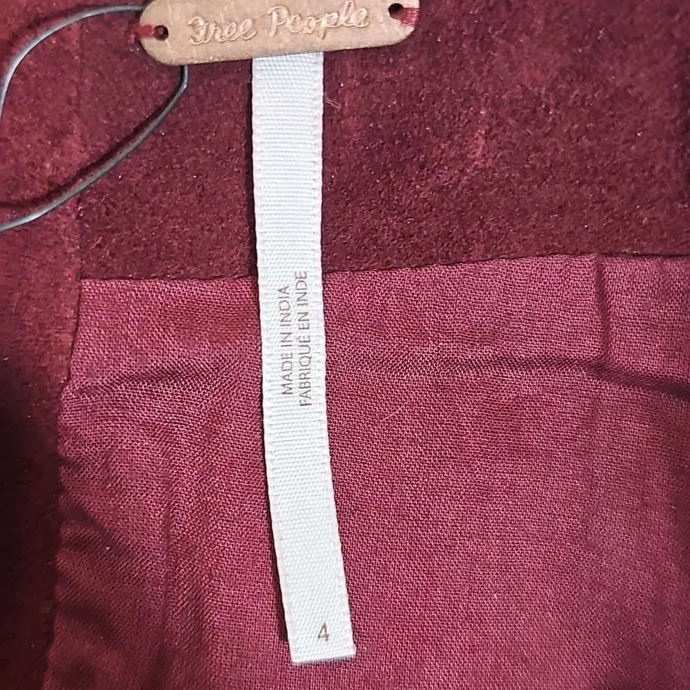 NWT Free People Studded Skirt in Wine - Size 4